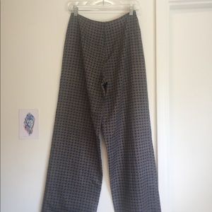 Patterned Silk Structured Wide Leg Pants